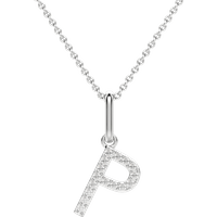 Colgante Letra "P" Diamante de Laboratorio Oro Blanco 585 (14K)