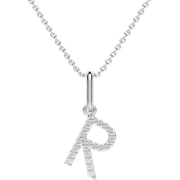 Colgante Letra "R" Diamante de Laboratorio Oro Blanco 585 (14K)