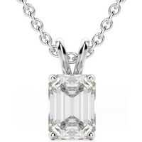 Colgante de Corte Esmeralda Basket Set 0.50 ct Diamante de Laboratorio Oro Blanco 585 (14K)