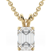 Colgante de Corte Esmeralda Basket Set 1.00 ct Diamante de Laboratorio Oro Amarillo 585 (14K)