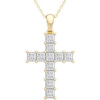 Colgante Cruz Princesa 1.50 ct. tot. Diamante de Laboratorio Oro Amarillo 585 (14K)