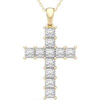 Colgante Cruz Princesa 2.00 ct. tot. Diamante de Laboratorio Oro Amarillo 585 (14K)