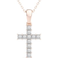 Colgante Cruz Princesa 0.33 ct. tot. Diamante de Laboratorio Oro Rosa 585 (14K)