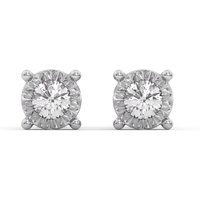 Pendientes de Botón Miracle Plate Illusion 0.13 Quilates Diamante de Laboratorio Oro Blanco 585 (14K)