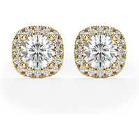 Pendientes de botón de Nápoles 585 (14K) Oro Amarillo Diamante cultivado en laboratorio