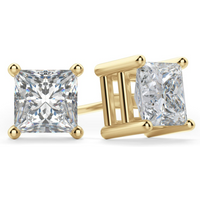 Pendientes de Botón Princesa 0.74 Quilates Tension Back Basket Set Diamante de Laboratorio Oro Amarillo 585 (14K)