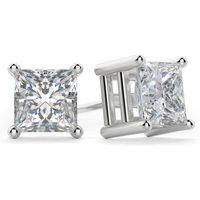 Pendientes de Botón Princesa 0.30 Quilates Tension Back Basket Set Diamante de Laboratorio Oro Blanco 585 (14K)
