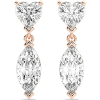 Pendientes Colgantes Leto Corazón y Marquesa 3.00 Quilates Diamante de Laboratorio Oro Rosa 585 (14K)