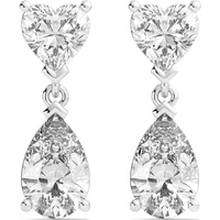 Pendientes Colgantes Leto Corazón y Pera 3.00 Quilates Diamante de Laboratorio Oro Blanco 585 (14K)