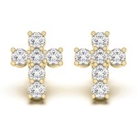 Pendientes de botón para hombre Cruces Oro Amarillo 585 Diamante creado en laboratorio