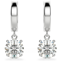 Pendientes Colgantes Solitaire Redondos 2.00 Quilates Diamante de Laboratorio Oro Blanco 585 (14K)