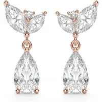 Pendientes de gota de pera de camelia 585 (14K) Oro rosa diamante cultivado en laboratorio