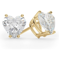 Pendientes de Botón Corazónes 0.30 Quilates Tension Back Basket Set Diamante de Laboratorio Oro Amarillo 585 (14K)