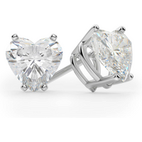 Pendientes de Botón Corazónes 0.30 Quilates Tension Back Basket Set Diamante de Laboratorio Oro Blanco 585 (14K)