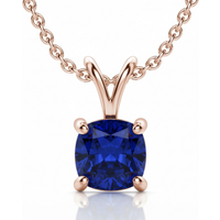 Colgante con Zafiro Cojín 0.50 ct Basket Set Plata Chapada Oro Rosa