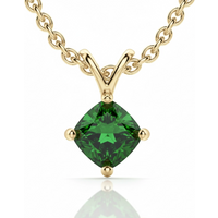 Colgante con Turmalina Cojín 1.00 ct Kite Set Plata Chapada Oro Amarillo