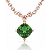 Colgante con Turmalina Cojín 1.00 ct Kite Set Plata Chapada Oro Rosa