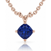 Colgante con Zafiro Cojín 0.50 ct Kite Set Plata Chapada Oro Rosa