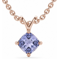 Colgante con Tanzanita Cojín 0.50 ct Kite Set Plata Chapada Oro Rosa