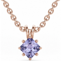 Colgante con Tanzanita Princesa 1.00 ct Kite Set Plata Chapada Oro Rosa