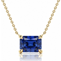 Collar con Zafiro Radiante 1.25 ct East-West Plata Chapada Oro Amarillo