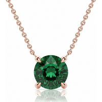 Collar con Turmalina Redonda 0.50 ct Claw Prong Plata Chapada Oro Rosa