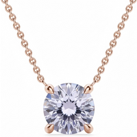 Collar con Tanzanita Redonda 0.50 ct Claw Prong Plata Chapada Oro Rosa