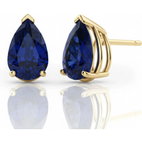 Pendientes de Botón con Zafiro Pera 2.00 ct Oro Amarillo 417