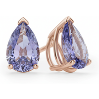 Pendientes de Botón con Tanzanita Pera 2.00 ct Oro Rosa 585
