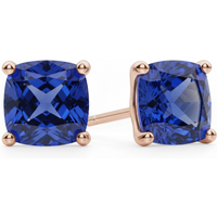 Pendientes de Botón con Zafiro Cojín 0.50 ct Plata Chapada Oro Rosa
