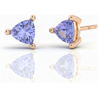 Pendientes de Botón con Tanzanita Trillón 0.50 ct Plata Chapada Oro Rosa