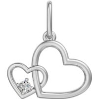 Charm Doble Corazón Diamante Natural Oro Blanco 417