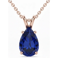 Colgante con Zafiro Pera 0.50 ct Basket Set Plata Chapada Oro Rosa