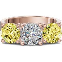 Anillo de Compromiso Open Arms Corte Redondo 2.50 Quilates con Citrinos y Diamante de Laboratorio Oro Rosa 585 (14K)