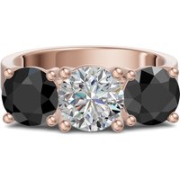 Anillo de Compromiso Open Arms Corte Redondo 1.75 Quilates con Diamantes Blanco Natural y NegrosOro Rosa 585 (14K)