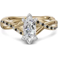 Anillo de Compromiso Acentuado Corte Marquesa 2.50 ct Twisted - Midnight - Diamante Natural Oro Amarillo 585 (14K)