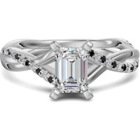 Anillo de Compromiso Acentuado Corte Esmeralda 2.00 ct Twisted - Midnight - Diamante de Laboratorio Oro Blanco 585 (14K)