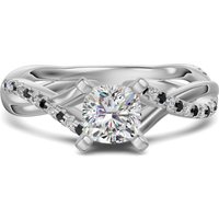 Anillo de Compromiso Acentuado Corte Cojín 1.75 ct Twisted - Midnight - Diamante de Laboratorio Oro Blanco 585 (14K)