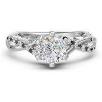 Anillo de Compromiso Acentuado Corte Redondo 0.75 ct Twisted - Midnight - Diamante Natural Platino 950