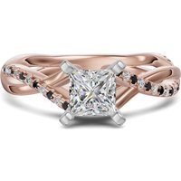 Anillo de Compromiso Acentuado Corte Princesa 1.75 ct Twisted - Midnight - Diamante Natural Oro Rosa 585 (14K)