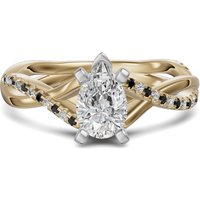 Anillo de Compromiso Acentuado Corte Pera 2.50 ct Twisted - Midnight - Diamante de Laboratorio Oro Amarillo 585 (14K)