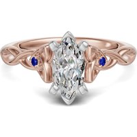 Anillo de Compromiso Corte Marquesa 1.00 ct Celtic Knot - Zafiro - Diamante de Laboratorio Oro Rosa 585 (14K)