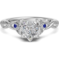 Anillo de Compromiso Corte Corazón 3.00 ct Celtic Knot - Zafiro - Diamante de Laboratorio Oro Blanco 585 (14K)