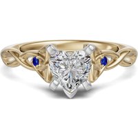Anillo de Compromiso Corte Corazón 3.00 ct Celtic Knot - Zafiro - Diamante de Laboratorio Oro Amarillo 585 (14K)