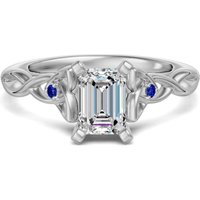 Anillo de Compromiso Corte Esmeralda 1.75 ct Celtic Knot - Zafiro - Diamante Natural Oro Blanco 585 (14K)