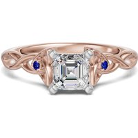 Anillo de Compromiso Corte Asscher 3.00 ct Celtic Knot - Zafiro - Diamante de Laboratorio Oro Rosa 585 (14K)
