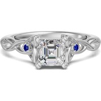 Anillo de Compromiso Corte Asscher 3.00 ct Celtic Knot - Zafiro - Diamante de Laboratorio Oro Blanco 585 (14K)