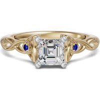 Anillo de Compromiso Corte Asscher 3.00 ct Celtic Knot - Zafiro - Diamante de Laboratorio Oro Amarillo 585 (14K)