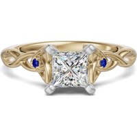 Anillo de Compromiso Corte Princesa 2.00 ct Celtic Knot - Zafiro - Diamante de Laboratorio Oro Amarillo 585 (14K)