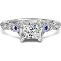 Anillo de Compromiso Corte Princesa 1.00 ct Celtic Knot - Zafiro - Diamante de Laboratorio Oro Blanco 585 (14K)